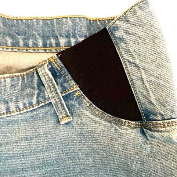 Isabel Maternity Midi Denim Shorts Light Wash Stretch Waistband Size 12 Casual - Picture 3 of 10